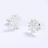 925 Silver Snowflake CZ Stud Earrings For Daughter Girls Christmas Gift