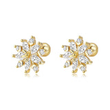 925 Silver Snowflake CZ Stud Earrings For Daughter Girls Christmas Gift