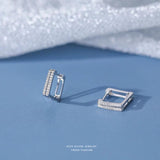 925 Silver Square Geometric Ear Buckle All-Match Earrings