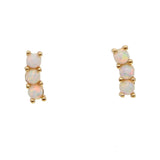 Opal Triple Bar Earrings 925 Silver Minimal Studs for Girl