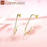 Luxyimagic 925 Silver Emerald Drop Earrings Wedding Jewelry