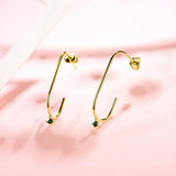 Luxyimagic 925 Silver Emerald Drop Earrings Wedding Jewelry