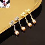 ER245 Elegant Pearl Bowknot Stud Earrings