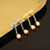 ER245 Elegant Pearl Bowknot Stud Earrings