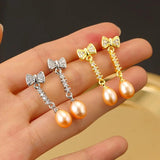 ER245 Elegant Pearl Bowknot Stud Earrings