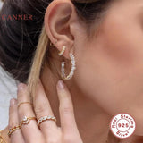 925 Silver Diamond Pearl Stud Earrings Zircon Jewelry
