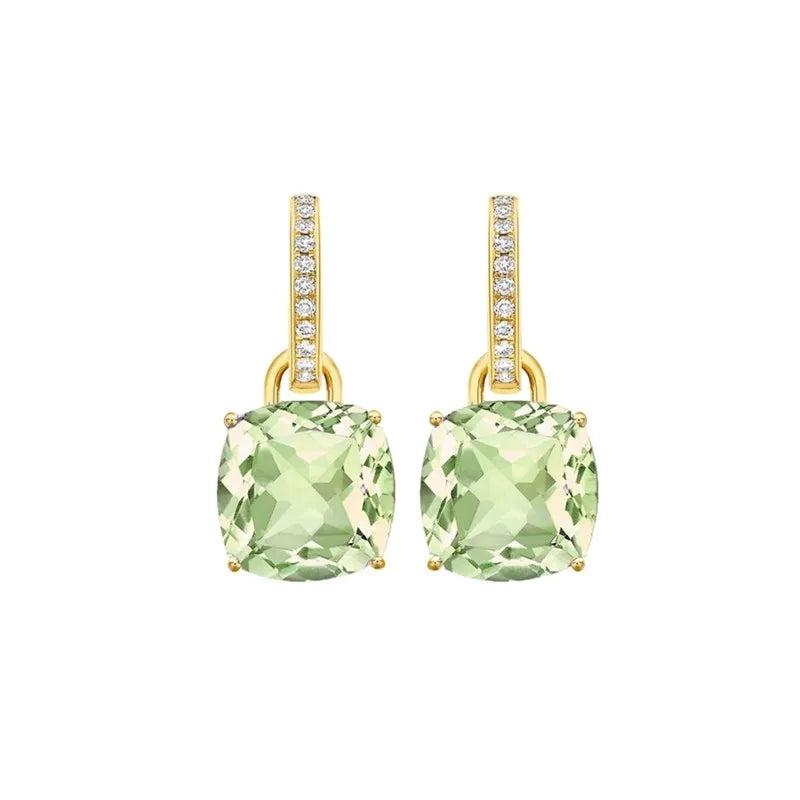 Zircon Dangle Earrings 925 Sterling Silver Square Crystal Drop Earrings