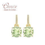 Zircon Dangle Earrings 925 Sterling Silver Square Crystal Drop Earrings