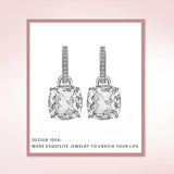 Zircon Dangle Earrings 925 Sterling Silver Square Crystal Drop Earrings