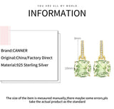 Zircon Dangle Earrings 925 Sterling Silver Square Crystal Drop Earrings