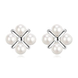 925 Silver Pearl Stud Earrings for Women Girls Wedding Jewelry