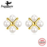 925 Silver Pearl Stud Earrings for Women Girls Wedding Jewelry