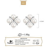 925 Silver Pearl Stud Earrings for Women Girls Wedding Jewelry