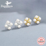 925 Silver Pearl Stud Earrings for Women Girls Wedding Jewelry