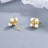 925 Silver Pearl Stud Earrings for Women Girls Wedding Jewelry