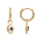 925 Silver Punk Drop Earring Shell Conch Star Moon Pendant Earrings