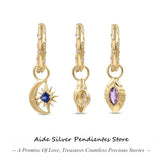 925 Silver Punk Drop Earring Shell Conch Star Moon Pendant Earrings
