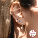 925 Silver Punk Drop Earring Shell Conch Star Moon Pendant Earrings