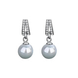 Zircon Shell Pearl Stud Earrings 925 Sterling Silver Women Jewelry