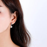 Zircon Shell Pearl Stud Earrings 925 Sterling Silver Women Jewelry
