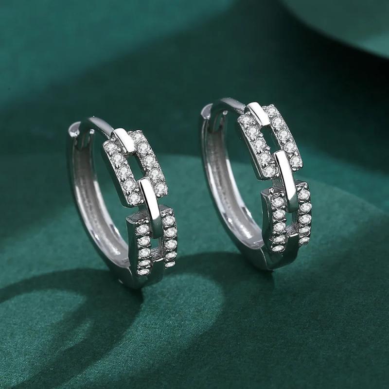 Hollow Out Rings For Women S925 Silver CZ Geometric Stackable Ring