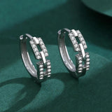 Hollow Out Rings For Women S925 Silver CZ Geometric Stackable Ring