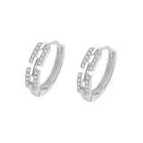 Hollow Out Rings For Women S925 Silver CZ Geometric Stackable Ring