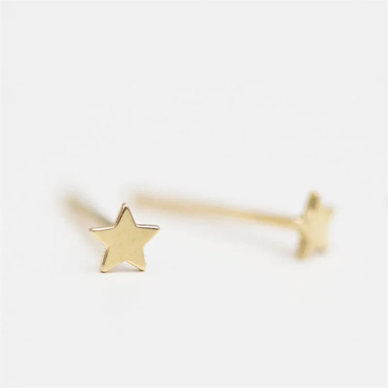 14K Star Studs Earrings Tarnish Resistant Dainty Jewelry For Women