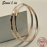 Somilia - Rose Golden Hoop Earrings 925 Sterling Silver Round Earrings for Women