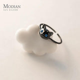 925 Sterling Silver Cat Ring for Women Girls Adjustable Jewelry Anillo