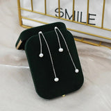 ASHQI Freshwater Pearl Earrings 925 Sterling Silver Long Earrings