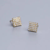 925 Silver Square Stud Earrings with Zircon Charm Gift