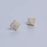 925 Silver Square Stud Earrings with Zircon Charm Gift
