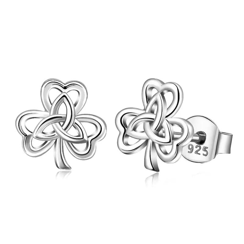 925 Silver Celtics Triquetra Stud Earring Good Luck Shamrock Jewelry