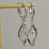 SOMILLIA 18K Earring 925 Silver Charm Clear CZ Hoop Earrings
