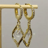 SOMILLIA 18K Earring 925 Silver Charm Clear CZ Hoop Earrings