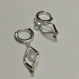 SOMILLIA 18K Earring 925 Silver Charm Clear CZ Hoop Earrings