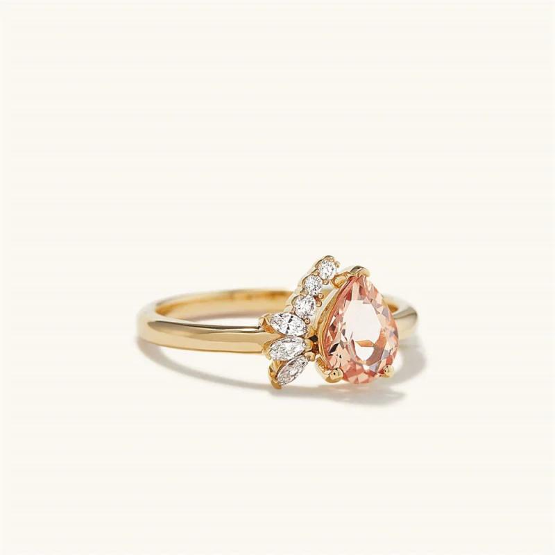 DPLAOPA 925 Sterling Silver Pear Cut Italic Cluster Ring