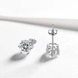 Classic Round Cut 925 Sterling Silver Stud Earrings for Lady