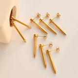 18K Punk Rock Nail Screw Piercing Stud Earrings