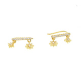 925 Sterling Silver 2 Star CZ Bar Stud Earrings Gift for Girls