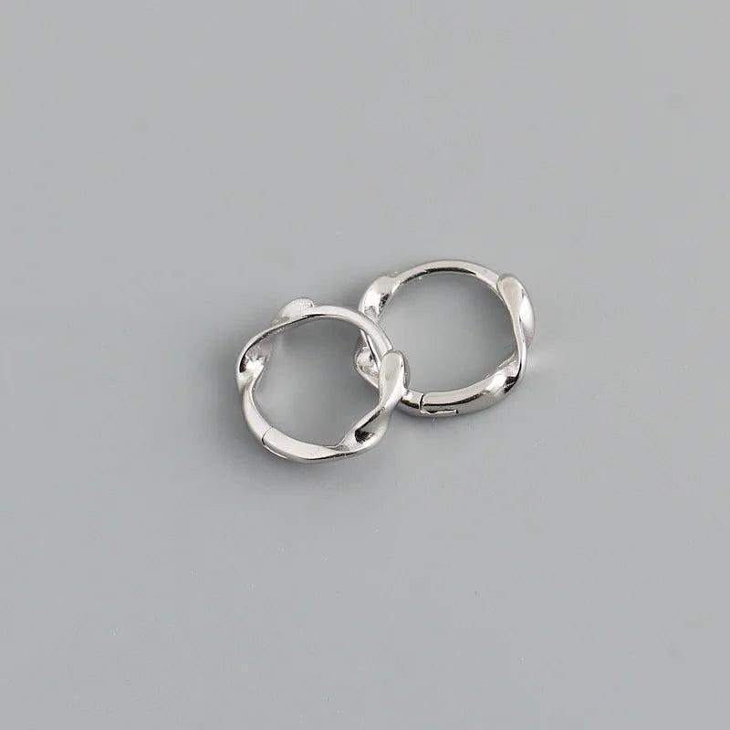 S925 Silver Hoop Earring Twist Ring Wave Geomertry Jewelry