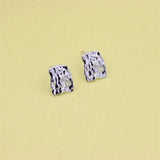 925 Silver Zircon Rectangle Stud Earrings Wedding Jewelry