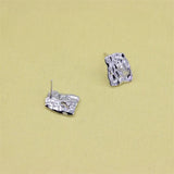 925 Silver Zircon Rectangle Stud Earrings Wedding Jewelry