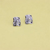 925 Silver Zircon Rectangle Stud Earrings Wedding Jewelry