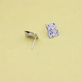 925 Silver Zircon Rectangle Stud Earrings Wedding Jewelry