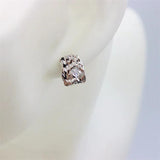925 Silver Zircon Rectangle Stud Earrings Wedding Jewelry