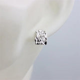 925 Silver Zircon Rectangle Stud Earrings Wedding Jewelry
