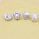Baroque Freshwater Pearl Plum Blossom Stud Earrings 925 Sterling Silver