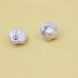 Baroque Freshwater Pearl Plum Blossom Stud Earrings 925 Sterling Silver